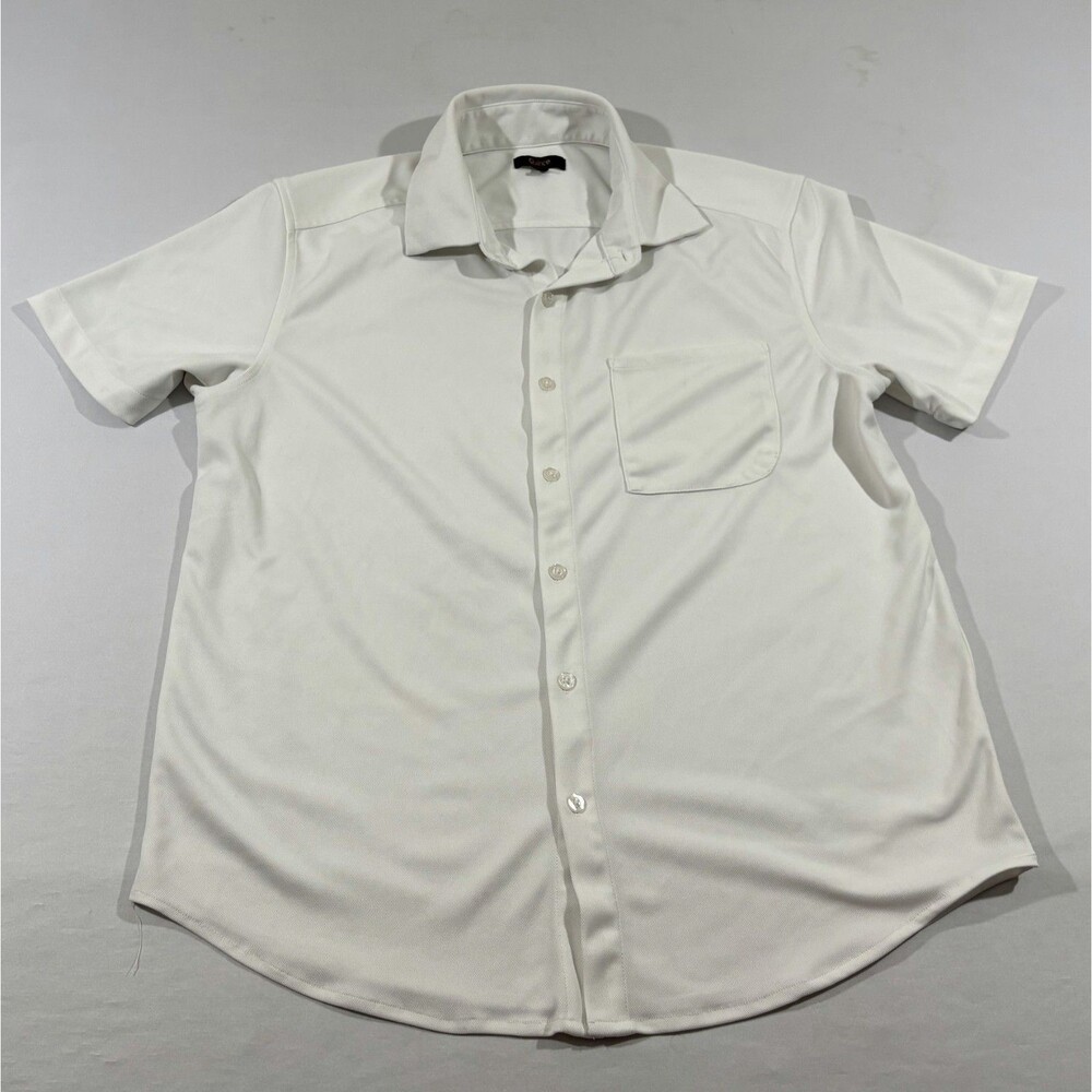 Quince Mens Commuter Stretch Pique Short Sleeve Button Down White Shirt Top Sz M